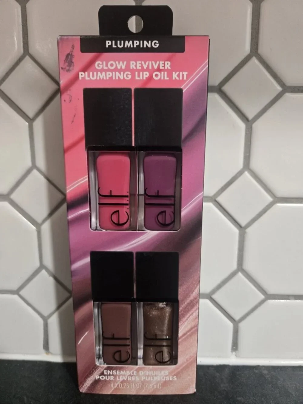 4 pk e.l.f. Plumping Glow Reviver Plumping Lip Oil Kit Gloss